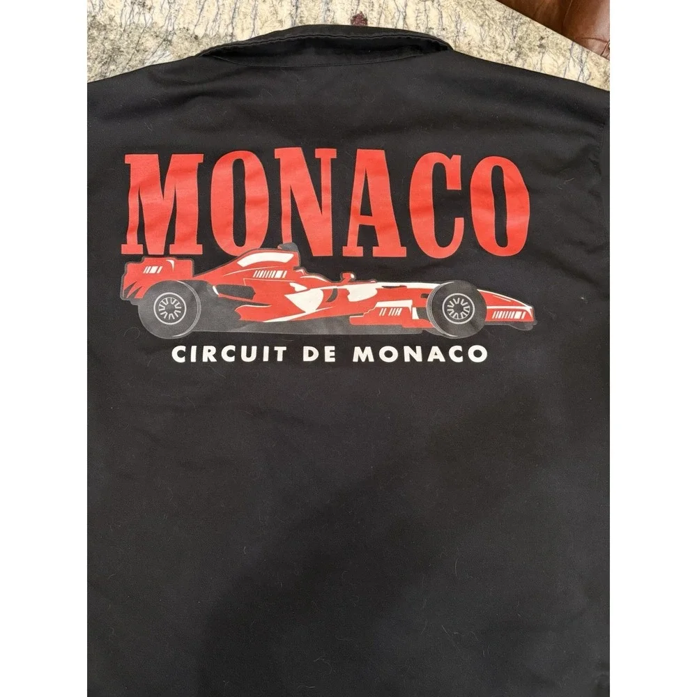 BrandMakers Jacket Mens 2XL‎ Black Monaco Circuit De Racing Car Windbreaker Zip